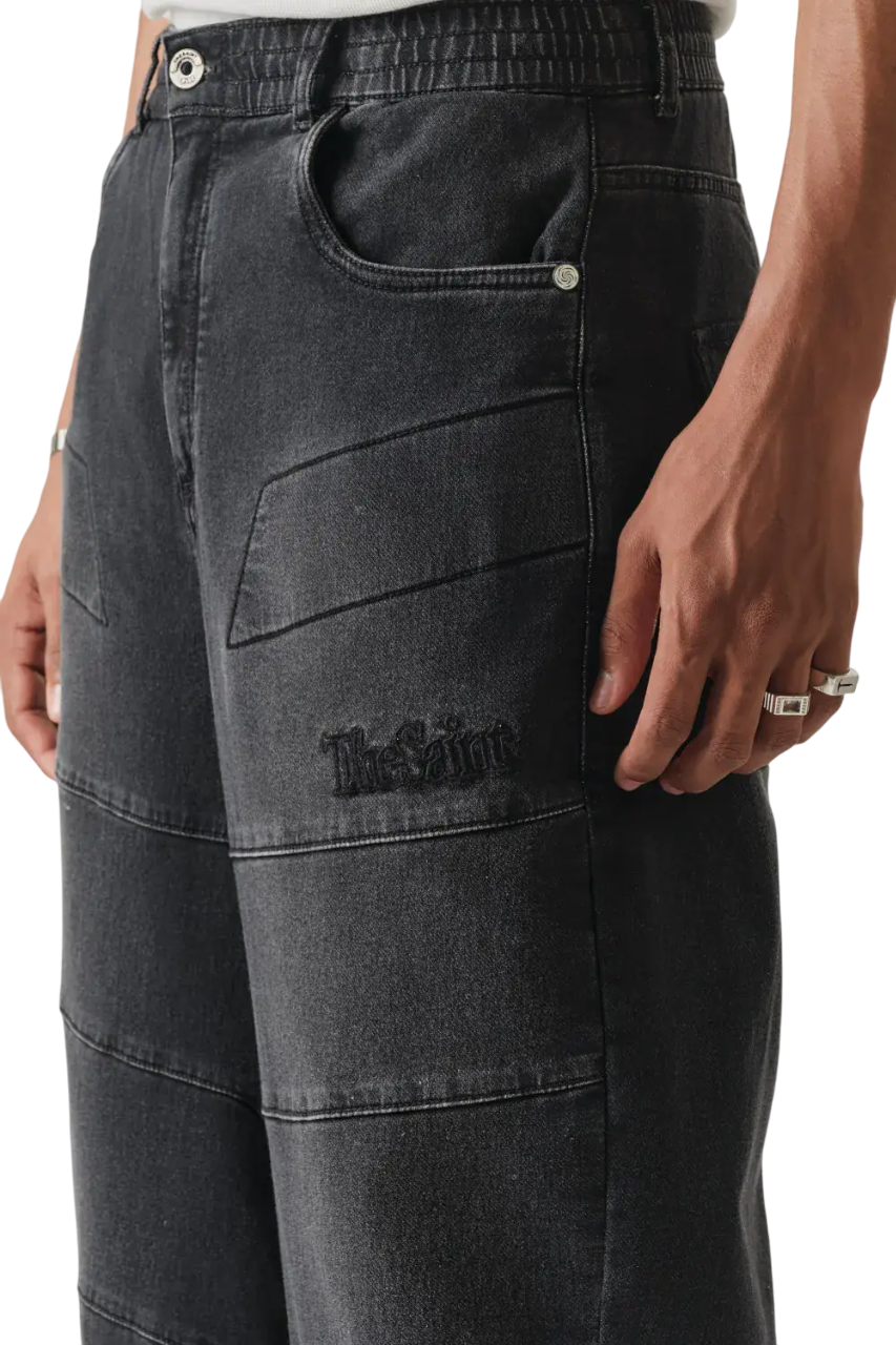 CALÇA THESAINT MAFIA " DENIM PANTS OVERSIZED JOGGER STRIPE "